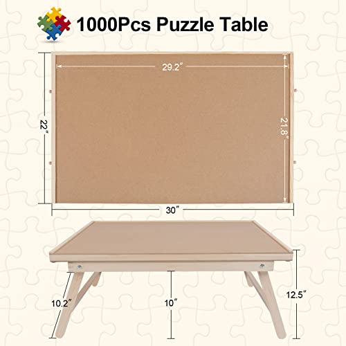 1000 Piece Wooden Folding Puzzle Table with Legs, 22" x 30" Jigsaw Puzzle Board with 4 Drawers and Protective Cover Portable Puzzle Table for Adults and Teens Aloftopz