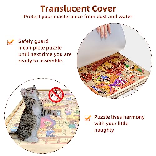 1000 Piece Wooden Jigsaw Puzzle Table - 4 Drawers, Puzzle Board | Portable, Rotating Puzzle Table for Adults and Kids. Keep All Your Puzzle Pieces Organized - 22 1/4” x 30" Sidypro