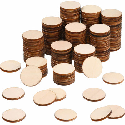 1000 Pieces Unfinished Wood Slices Round Disc Circle Wood Pieces Wooden Cutouts Ornaments for Wood Slices DIY Crafts and Decoration, 1 Inch in