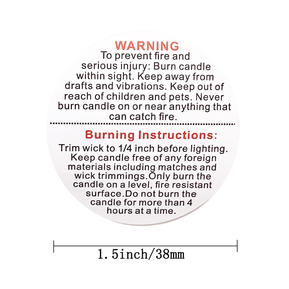 1000pcs Candle Warning Labels - 1.5in Jar Stickers, Safety Stickers for DIY Candle Jars & Tins MYYZMY