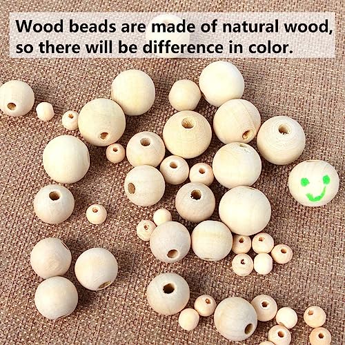 1000pcs 6MM Wood Beads Natural Unfinished Round Wooden Loose Beads Wood Spacer Beads for Craft Making Decorations and DIY Crafts(6MM) pojah