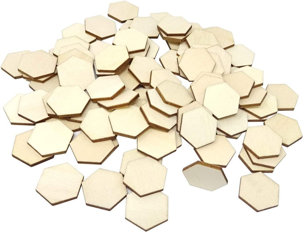 100PCS 25Mm/1Inch Hexagon Blank Unfinished Wood Slices for DIY Crafts, Home Decoration, Games WoodArtSupply