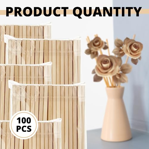 100PCS Dowel Rods 12 inch Wooden Dowel Rods 3/16 Inch Unfinished Wood for Crafting Bamboo Wood Rod Wood Sticks for Crafts Bamboo Wood Sticks Long YARRD