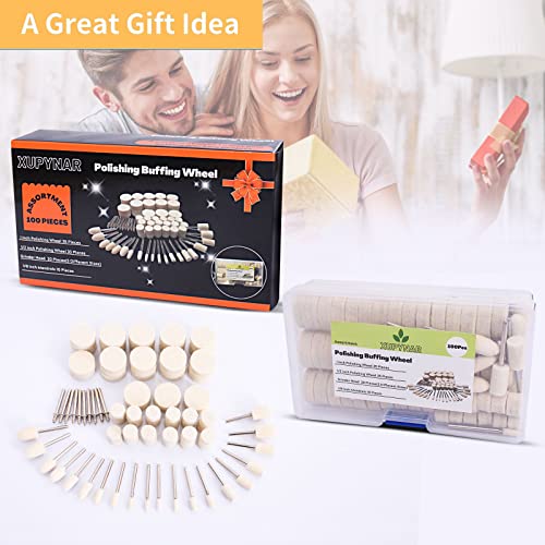 100PCS Polishing Buffing Wheel for Dremel Polishing Kit, Polishing Wheel for Dremel Tool Accessories, with 1/8" Shank for Dremel Buffing Wheels XUPYNAR