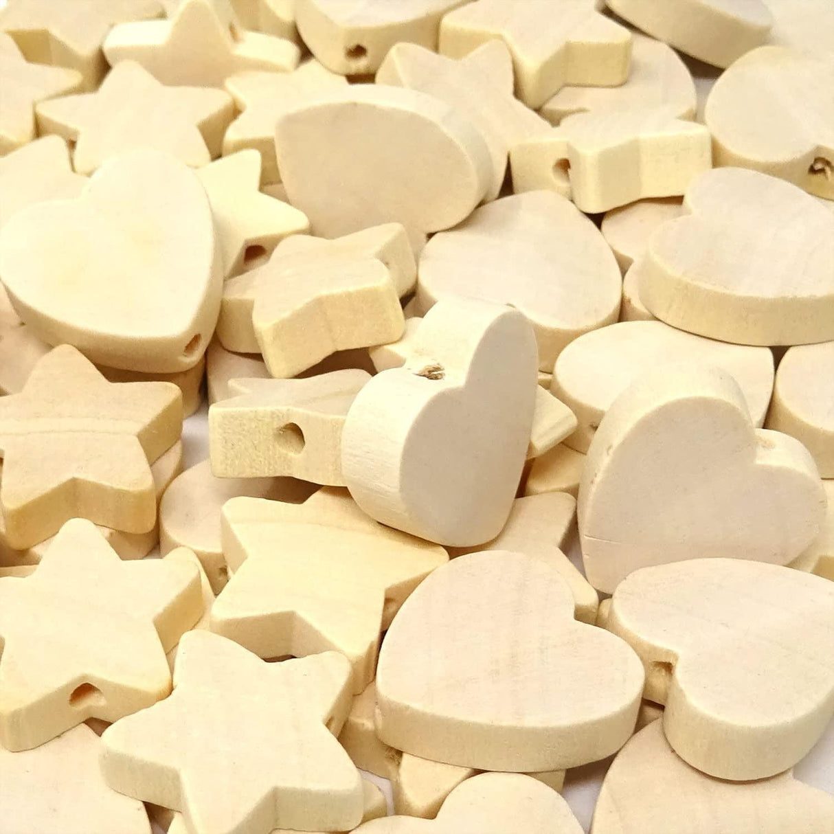 100PCS Wooden Spacer Beads Unfinished Star Heart Shape Wood Loose Beads with Hole for Crafts DIY Jewelry Making (20Mm) WoodArtSupply