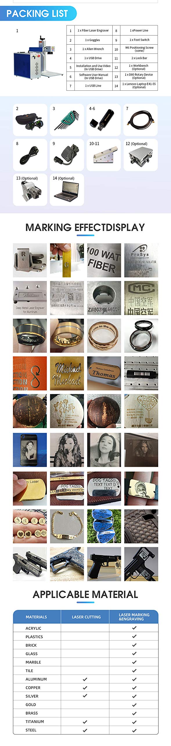 100W Fiber Laser Marking Machine for Metal Engraving Machine 100W 300×300mm with 80mm Rotary Device JPT MOPA Fiber Laser Engraver Rotary SFX