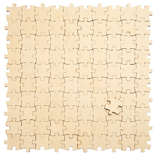 100 Blank Wooden Puzzle Pieces for Crafts, DIY Art Projects, Unfinished Customizable Jigsaw Wood Puzzle to Draw On Juvale
