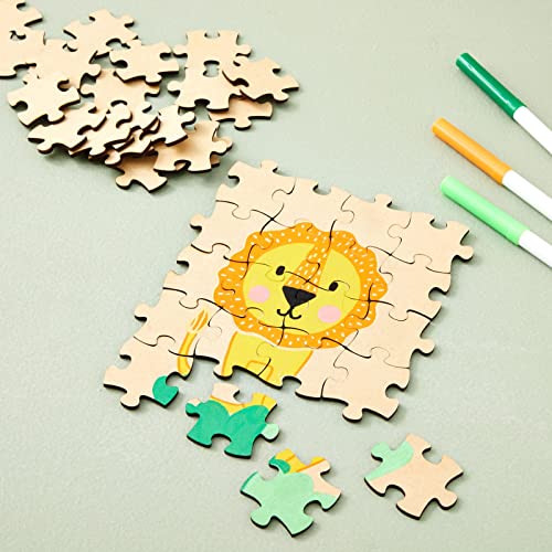 100 Blank Wooden Puzzle Pieces for Crafts, DIY Art Projects, Unfinished Customizable Jigsaw Wood Puzzle to Draw On Juvale