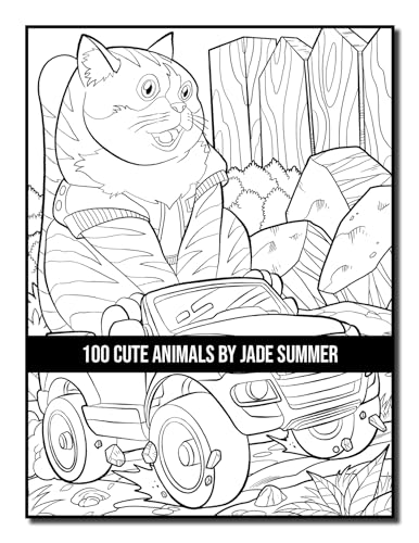 100 Cute Animals: An Adult Coloring Book with Dogs, Cats, Horses, Owls, Elephants, Monkeys, and Many More! WoodArtSupply