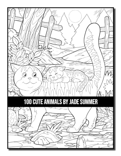 100 Cute Animals: An Adult Coloring Book with Dogs, Cats, Horses, Owls, Elephants, Monkeys, and Many More! WoodArtSupply