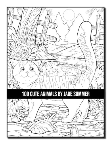 100 Cute Animals: An Adult Coloring Book with Dogs, Cats, Horses, Owls, Elephants, Monkeys, and Many More! WoodArtSupply