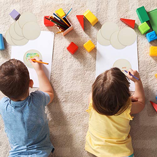 100 PCS 4 Inch Wood Circles, Small Unfinished Wooden Circles, Blank Natural Round Wood Slices for Crafts, Painting, Writing, School Project, DIY shanqian