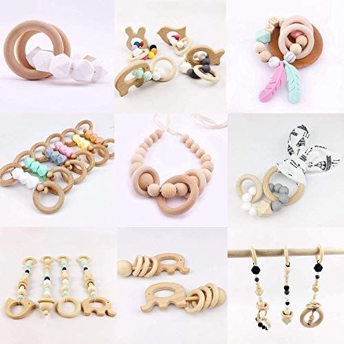 100 PCS 5 Sizes Natural Wood Rings, Unfinished Smooth Wooden Ring, Wood Circles forCraft, Ring Pendant and Connectors Jewelry Making (100pcs-5 Sizes) Fantasyon