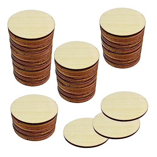 100 PCS Unfinished Round Wood Slices 1.5 inch Wooden Circles for Crafts Wood Blanks Round Cutouts Ornaments Slices for DIY Art Crafts Christmas JEKEJIAJIU