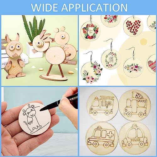 100 PCS Unfinished Round Wood Slices 1.5 inch Wooden Circles for Crafts Wood Blanks Round Cutouts Ornaments Slices for DIY Art Crafts Christmas JEKEJIAJIU