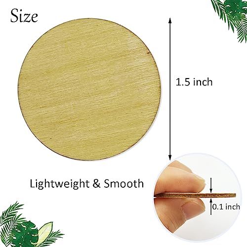 100 PCS Unfinished Round Wood Slices 1.5 inch Wooden Circles for Crafts Wood Blanks Round Cutouts Ornaments Slices for DIY Art Crafts Christmas JEKEJIAJIU
