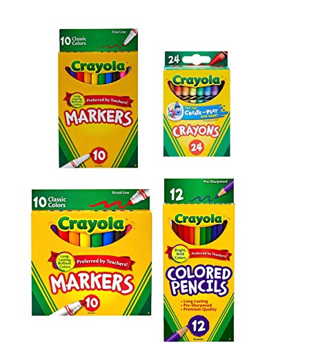 100 PIECE School Supply Kit Grades K-12 - School Essentials Includes Folders, Notebooks, Pencils, Pens and Much More, Perfect BUNDLE Crayola