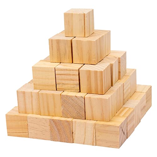 100 Pack 1 Inches Unfinished Wood Cubes Blocks - Natural Wooden Square Blocks Great for Crafts Making PONGJA