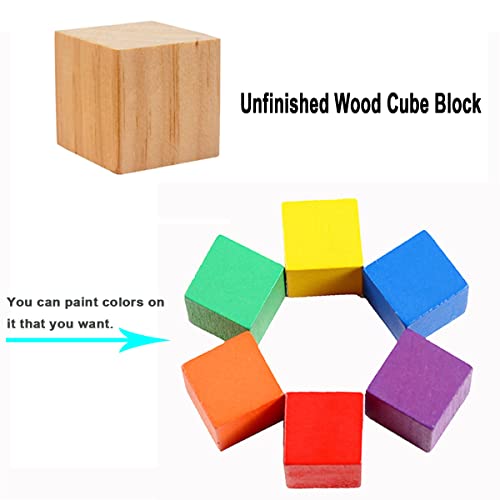 100 Pack 1 Inches Unfinished Wood Cubes Blocks - Natural Wooden Square Blocks Great for Crafts Making PONGJA