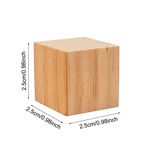 100 Pack 1 Inches Unfinished Wood Cubes Blocks - Natural Wooden Square Blocks Great for Crafts Making PONGJA