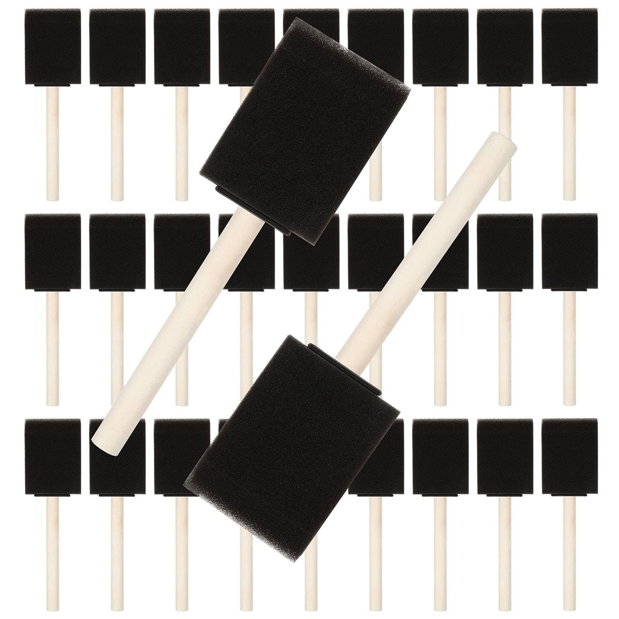 100 Pack 2 inch Foam Brush Sponge Wood Handle Paint Brush Foam Sponge Brush for Acrylics, Stains, Varnishes, Crafts FWEEK