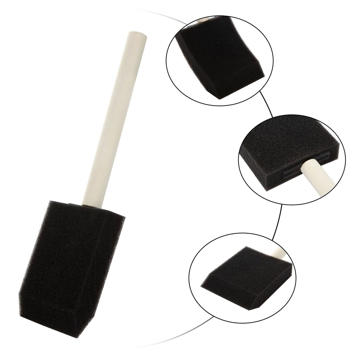 100 Pack 2 inch Foam Brush Sponge Wood Handle Paint Brush Foam Sponge Brush for Acrylics, Stains, Varnishes, Crafts FWEEK