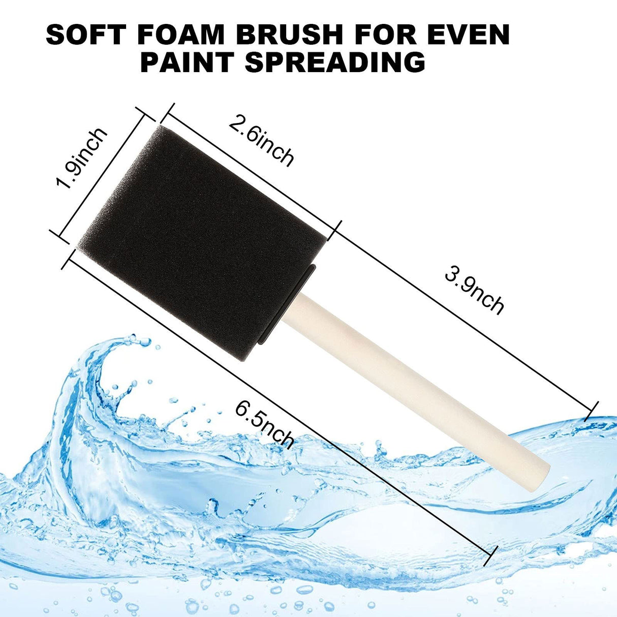 100 Pack 2 inch Foam Brush Sponge Wood Handle Paint Brush Foam Sponge Brush for Acrylics, Stains, Varnishes, Crafts FWEEK
