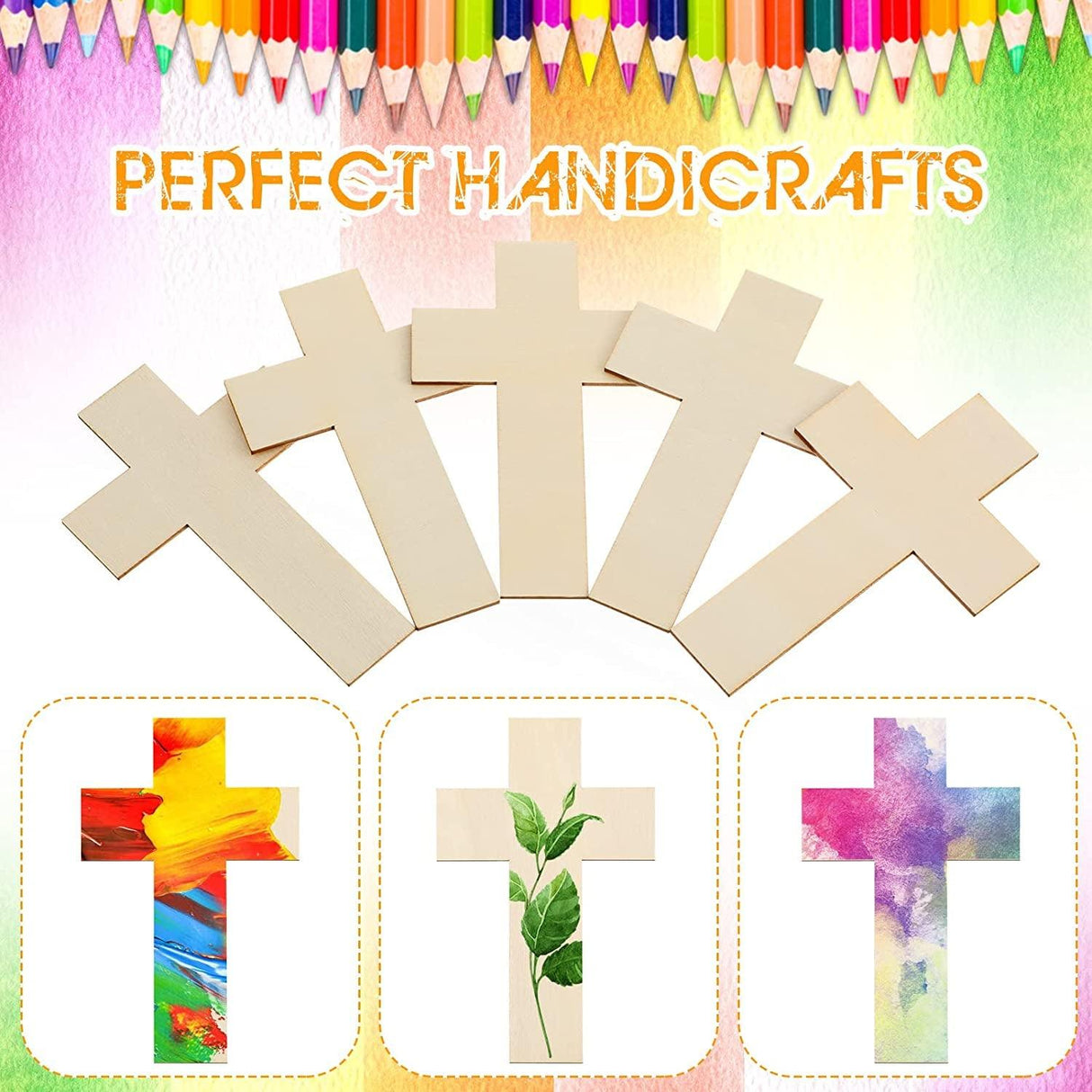 100 Pack Blank Wooden Cross Unfinished Cross Shaped Wood Cutouts for Crafts Wood Cross for DIY Projects Sunday School Church Home Decoration WoodArtSupply