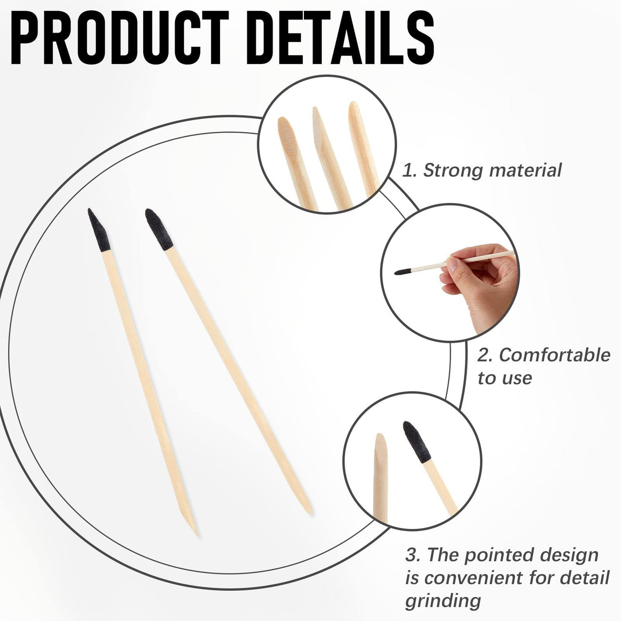 100 Pack Sanding Sticks Matchsticks Sanding Twigs Fine Detailing Sanding Sticks for Plastic Models Wood Hobby, 280 Grit, 5.4 x 0.2 Inch Honoson