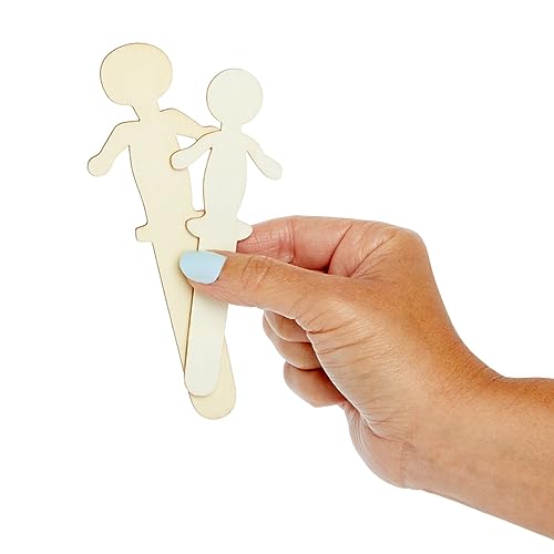 100 Pack Unfinished People Shaped Craft Sticks, Wooden Popsicle Sticks for DIY Projects Juvale