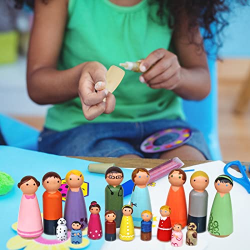 100 Pack Wooden Peg Dolls Unfinished, Wooden Peg People with Box, Wooden People Figures to Paint, Doll Bodies, Decorative Peg Doll People for DIY Art EATHEATY