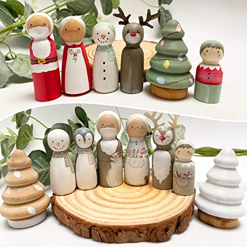 100 Pack Wooden Peg Dolls Unfinished, Wooden Peg People with Box, Wooden People Figures to Paint, Doll Bodies, Decorative Peg Doll People for DIY Art EATHEATY