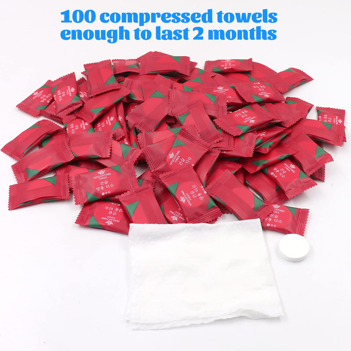 100 Pcs Mini Compressed Towels, Disposable Face Compressed Towel, Compressed Hand Wipe, Camping towel, Portable Compressed Coin Tissue for HI FINE CARE