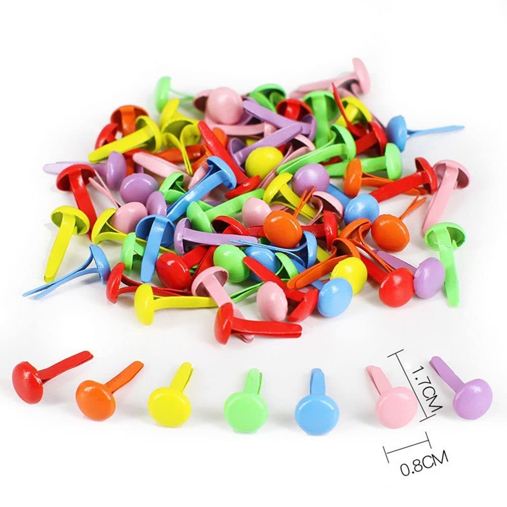 100 Pcs Multicolor Mini Brad Fasteners Round Paper Fasteners Brads for Paper Craft DIY Stamping Scrapbooking(Gold) Generic