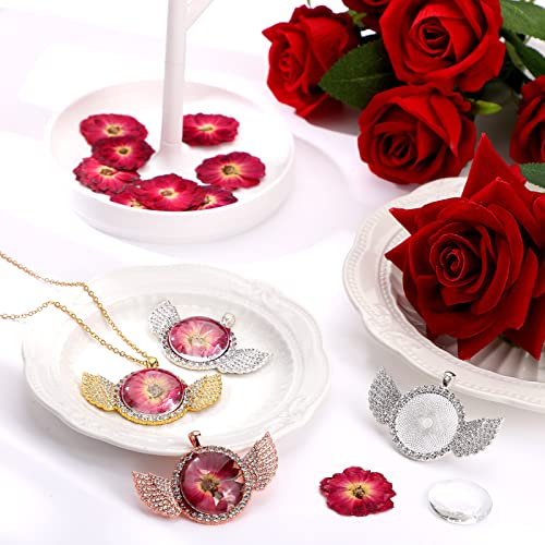 100 Pcs Red Rose Dried Pressed Flowers Small Dry Flowers Real Natural Resin Filler for Scrapbooking DIY Resin Crafts Candle Decoration Jewelry Crafts Woanger