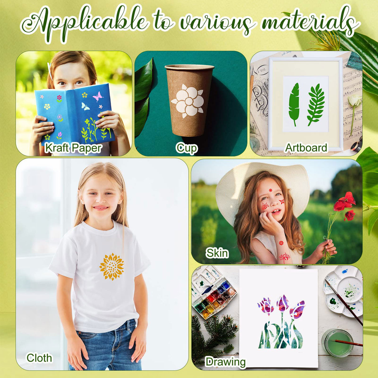 100 Pcs Stencils for Painting on Wood Reusable Stencil Crafts Drawing Templates Holiday Stencils Wall Paper Stencil Set for DIY Art Scrapbook Home Fainne