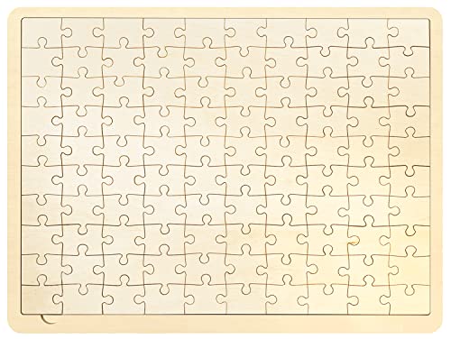 100 Piece Blank Puzzle with Puzzle Tray to Draw on, Each Piece is Unique, Make Your Own Wooden Jigsaw Puzzles, Custom Puzzle 14.2x10.6 Inches for MoinKidz
