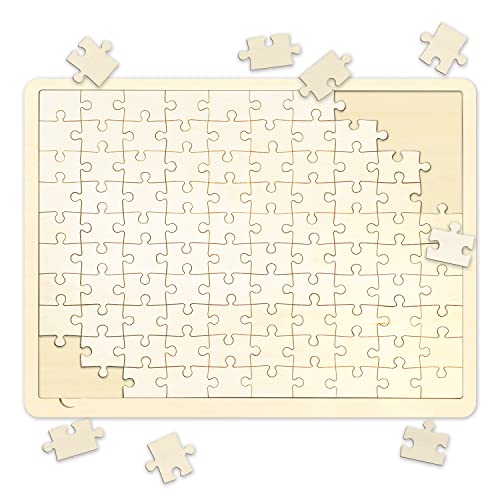 100 Piece Blank Puzzle with Puzzle Tray to Draw on, Each Piece is Unique, Make Your Own Wooden Jigsaw Puzzles, Custom Puzzle 14.2x10.6 Inches for MoinKidz