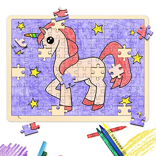 100 Piece Blank Puzzle with Puzzle Tray to Draw on, Each Piece is Unique, Make Your Own Wooden Jigsaw Puzzles, Custom Puzzle 14.2x10.6 Inches for MoinKidz