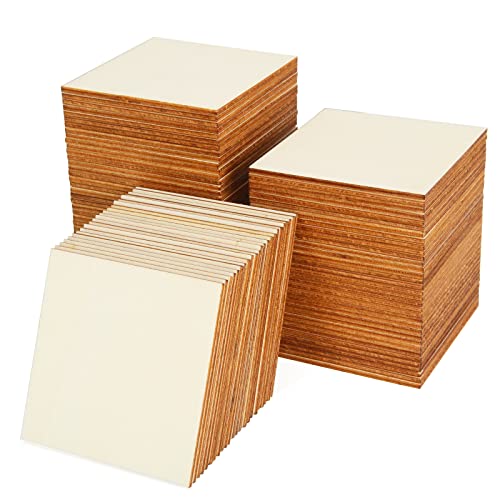 100 Pieces 3x3 Inch Wood Squares Unfinished Basswood Plywood Wooden Sheets 1/8 inch Thick Blank Wood Squares for Crafts Painting Scrabble Tiles Mini ZOFORTY