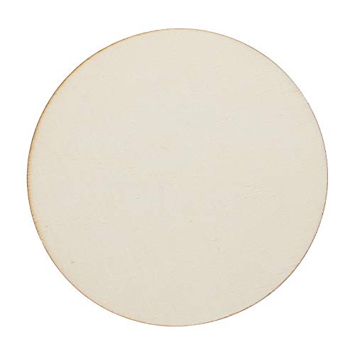 100 Pieces 4 Inch Wooden Circles, Unfinished Round Wooden Cutouts, Natural Round Wood Slices for Drinks, DIY Crafts, Coaster, Painting, Staining, Ziqi