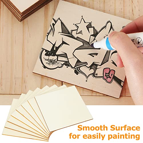 100 Pieces 4x4 Inch Wood Squares Unfinished Basswood Plywood Wooden Sheets 1/8 inch Thick Blank Wood Squares for Crafts Painting Scrabble Tiles Mini ZOFORTY