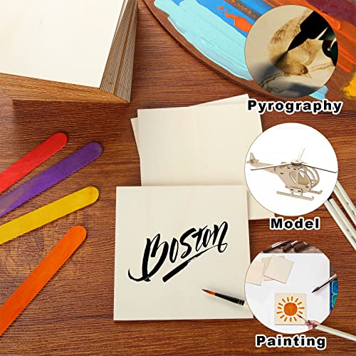 100 Pieces 5x5 Inch Wood Squares Unfinished Basswood Plywood Wooden Sheets 1/8 inch Thick Blank Wood Squares for Crafts Painting Scrabble Tiles Mini ZOFORTY