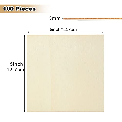 100 Pieces 5x5 Inch Wood Squares Unfinished Basswood Plywood Wooden Sheets 1/8 inch Thick Blank Wood Squares for Crafts Painting Scrabble Tiles Mini ZOFORTY