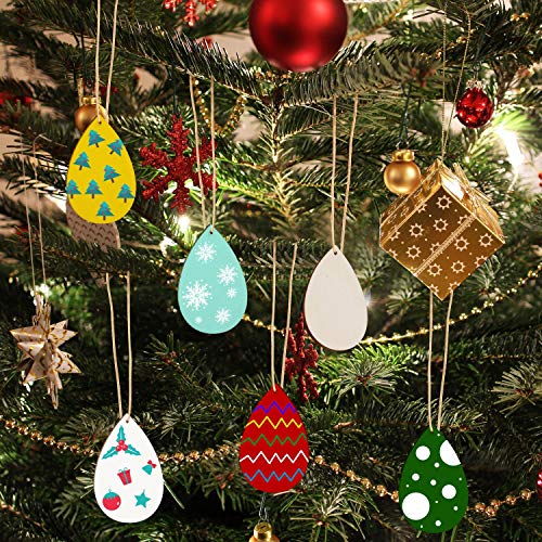 100 Pieces Unfinished Blank Wood Teardrop Earring Pendant for Christmas Tree Decoration, Jewelry Supplies and DIY Making, 1.4 x 2.2 inch Ourart