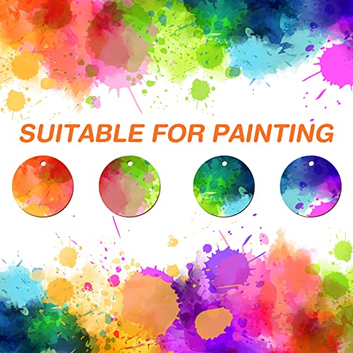 100 Pieces Unfinished Round Wooden Circles with Holes Round Wood Discs for Crafts Blank Natural Wood Circle Cutouts for DIY Crafts Party Birthday Yalikop