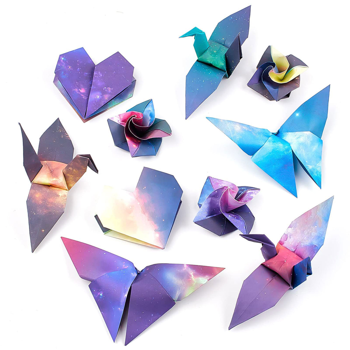 100 Sheets Double Sided Origami Paper for Kids & Grown-ups 6x6 inch, 12 Vibrant Designs of Beautiful Galaxy Outer Space, Easy Folding for Scrapbook Paper Arts Crafts School Zezzxu