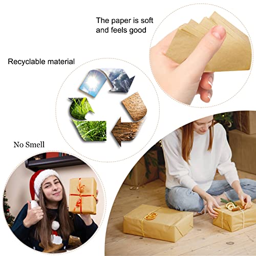 100 Sheets Kraft Tissue Paper - Artdly 14 x 20 Inches Recyclable Brown Wrapping Paper Bulk for Weddings Birthday DIY Project Christmas Gift Wrapping Artdly