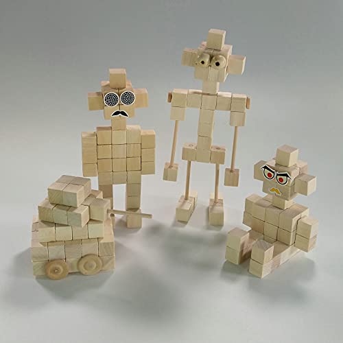 100 pcs, 3/5 Inch, Small Wooden Cubes, Mini Wooden Blocks, Unfinished Wood Blocks for Arts Crafts and DIY Projects Kang&Chang