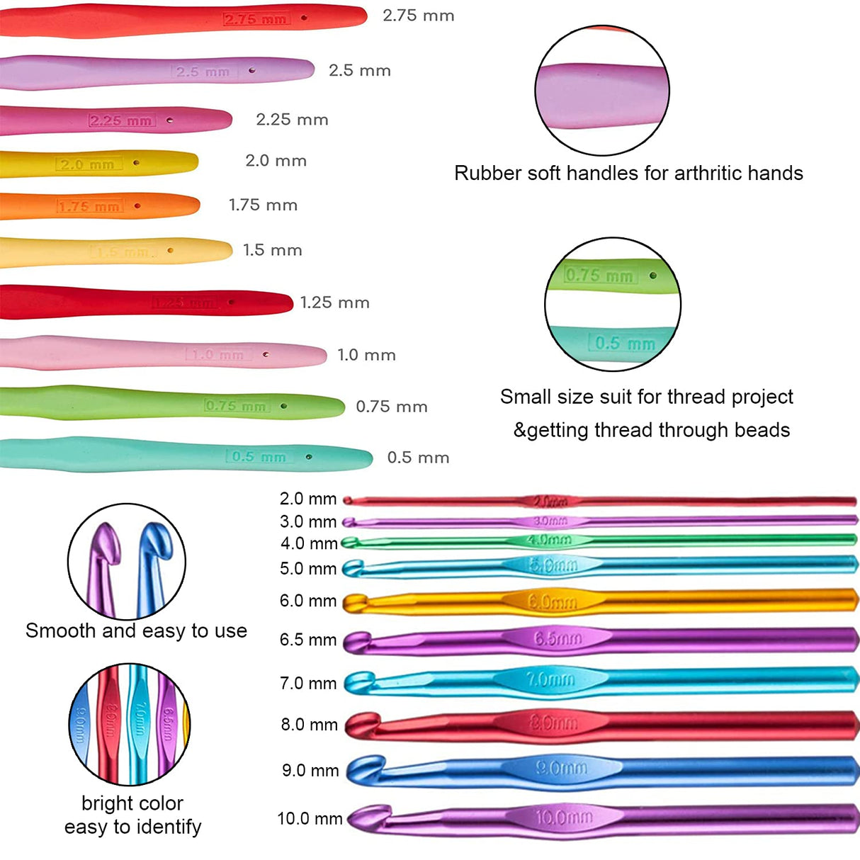 100pcs Crochet Hooks Set in Case Ergonomic Soft Grip Handles Weave Yarn Knitting Needles Kit and Crochet Needle Accessories Crochet Kit Complete Set for Beginners and Experienced Lover Mdoker